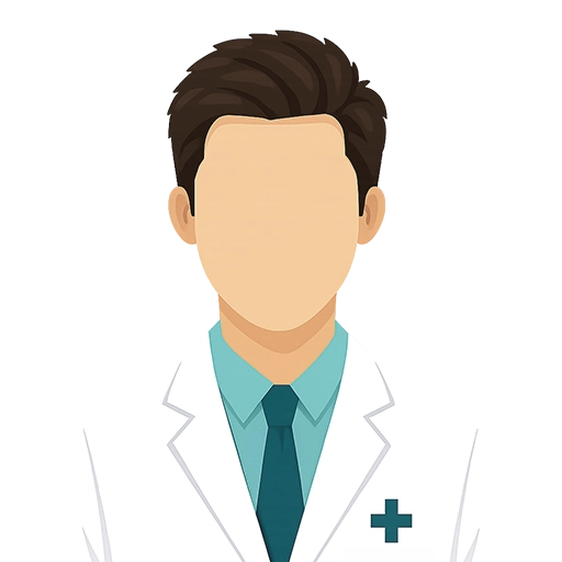 male pharmacist standing with arms crossed in modern pharmacy setting