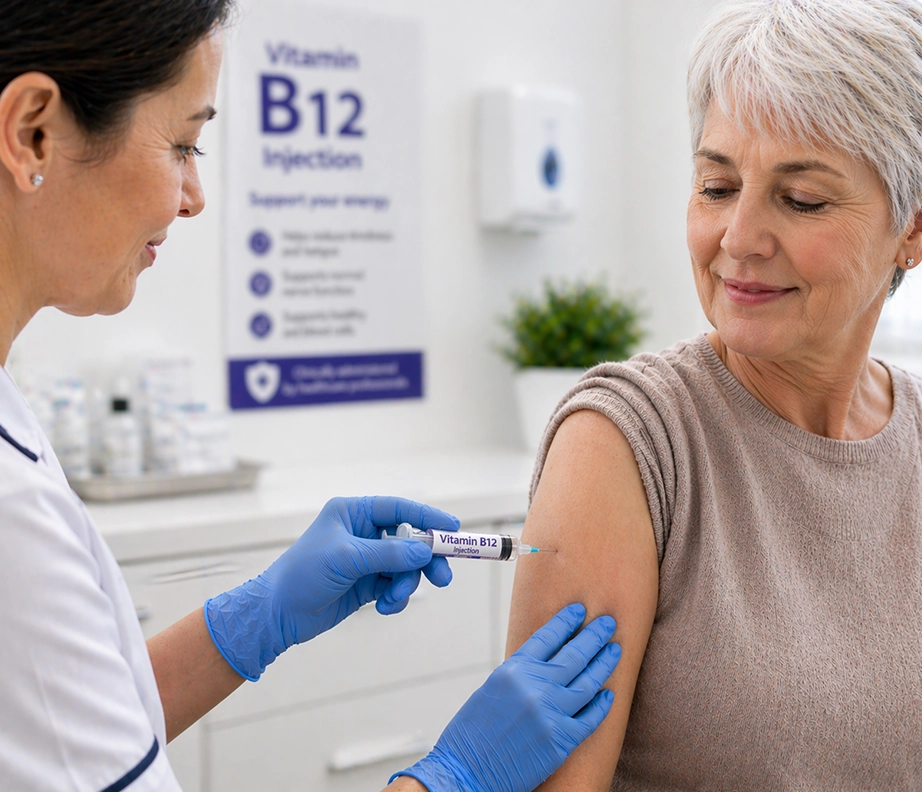 patient receiving vitamin B12 injection administered by healthcare professional UK